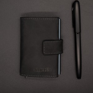 กระเป๋าสตางค์ผู้ชายทรงบาง Castello คุณภาพสูง หนังวินเทจ Crazy Horse ป้องกัน RFID พร้อมช่องใส่บัตรอะลูมิเนียม รุ่นใหม่ล่าสุด - Product Image 4