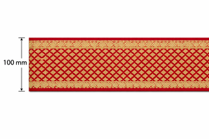 Cinta Jacquard Roja de 100 mm con Zari, 100% Poliéster, Resistente al Encogimiento, Adorno Decorativo Tejido Étnico para Borde de Saree y Prendas de Diseño - Product Image 5