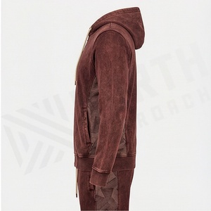 Custom Logo Men Puff Print Vintage Acid Wash Hoodie Flare Sweatpants Set Sun Faded Tracksuit Breathable <b>Jogging</b> <b>Suits</b> - Product Image 3