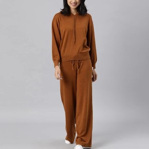 Conjunto Deportivo de Mujer con Capucha, Manga Larga, Color Sólido, Casual, Transpirable, Corte Holgado, 100% Algodón, Cierre con Cordón - Product Image 5