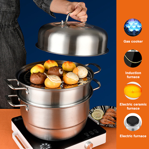 Elegante Olla Vaporera de Acero Inoxidable con Diseño Multiusos, Tapa de Vidrio Templado y Asas Resistentes al Calor - Product Image 4