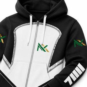 Sudadera con capucha y cremallera con logo personalizado para hombre, sudadera bordada de marca, chaqueta de equipo de esports, ropa urbana, venta al por mayor de fábrica OEM - Product Image 5