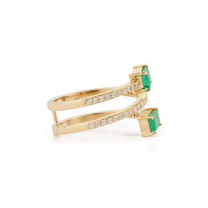 Most Beautiful Unique Design 14K Pure Yellow Gold Emerald & Diamond <b>Wrap</b> Spiral Ring <b>Wedding</b> Women's Jewelry Manufacturer - Product Image 5