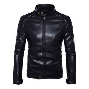 Chaquetas de Motocicleta de Cuero PU para Hombre, con Cierre, Bolsillos Impermeables, a la Moda, Ajustadas, Casuales, Populares, de Venta Caliente - Product Image 2