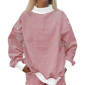 Sweat-shirt à col montant en polaire de qualité supérieure pour l'hiver, impression de logo personnalisée pour femmes, polyester et coton, léger, taille oversize - Product Image 1