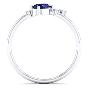 REYES Luxury Oval Cut 0.5Ct Blue Sapphire Gemstone <b>Rings</b> in 925 Sterling <b>Silver</b> Moissanite Engagement <b>Ring</b> <b>Statement</b> Jewelry - Product Image 4