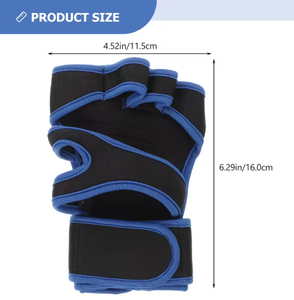 Guantes Deportivos Negros con Ribete Azul, Largos hasta la Muñeca, Transpirables, de Nailon, Estilo Liso - Product Image 2