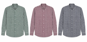 Chemise à manches longues pour homme, à carreaux, boutonnée, en popeline tissée, col rabattu, tenue formelle ou décontractée - Product Image 4