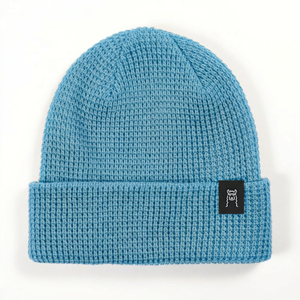 Bonnet unisexe en tricot de couleur unie, style décontracté, bleu, taille adulte 56-58CM - Product Image 1