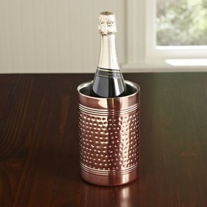 Enfriador de vino moderno de cobre martillado a mano, cubo de doble pared con aislamiento de acero inoxidable para champán, ideal para el bar en casa. - Product Image 1