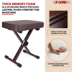 5 Core Keyboard <b>Bench</b> 3 Inch <b>Padded</b> Piano Stool Adjustable 20.5" Guitar Seat Heavy Duty Portable - Product Image 3