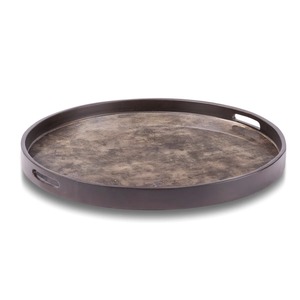 Plateau de rangement rond en métal, finition vieillie, design industriel, à un seul niveau, pour table, durable - Product Image 5