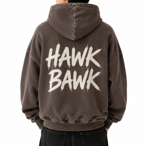 Sweat à capuche zippé en polaire surdimensionné pour homme, style streetwear épais, effet vintage délavé, coupe décontractée, mode hiver, poche, logo personnalisé - Product Image 2