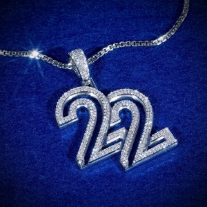 Custom Number 22 Pendant Necklace VVS Moissanite <b>Iced</b> <b>Out</b> Hip Hop Style 925 Sterling Silver <b>Chain</b> Charm Jewelry for Men - Product Image 3