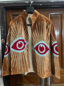 Veste en tissu velours doux Suzani, veste à fleurs brodées avec doublure en coton, veste d'hiver unisexe, manteau - Product Image 5