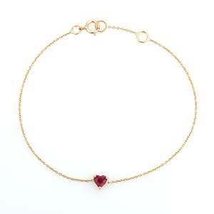 14K Natural <b>Ruby</b> Prong Set Heart Charm <b>Bracelet</b> for Bridesmaids - Product Image 5