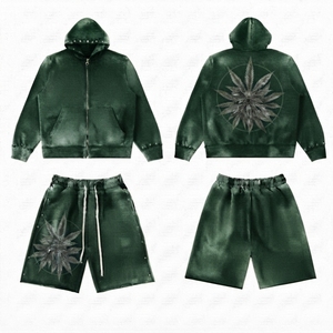 Conjunto Deportivo de Moda, Tejido Grueso, 500 GSM, Sudadera con Cremallera de Algodón, Conjunto Deportivo Personalizado con Rayas, Traje Deportivo para Hombre - Product Image 6