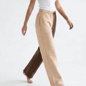 Best Selling Ladies <b>Jogger</b> Two Tone Wide Leg Sweatpants Color Block Solid Color Cotton <b>Fleece</b> <b>Joggers</b> For Women - Product Image 2