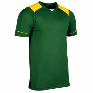 Unisex Adults Summer Green V Neck Short Sleeve Soccer Jersey Quick Dry 100% Polyester Color Blocked <b>Sport</b> <b>Apparel</b> Relaxed Fit - Product Image 1