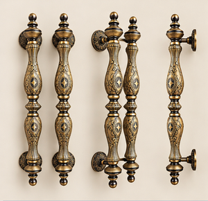 Tirador de Puerta Vintage Ornamentado, Acabado en Tono Bronce Dorado Antiguo, Tirador Largo Decorativo para Muebles - Product Image 1