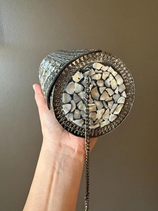 Bolso de Noche Rectangular de Metal Plateado Hecho a Mano con Mosaico, Bolso de Mano para Mujer, Ideal para Bodas y Fiestas, Gran Venta - Product Image 2