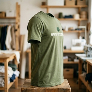 เสื้อยืดคอกลมผู้ชายผ้าฝ้ายออร์แกนิค 100% น้ำหนัก 180 กรัม พิมพ์โลโก้ได้ตามต้องการ รับผลิตแบบ OEM ระบายอากาศได้ดี แห้งเร็ว มีไซส์ใหญ่ แขนสั้น - Product Image 4