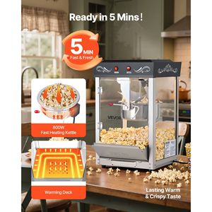 Macchina per Popcorn Commerciale in Acciaio Inox da 8oz, 800W, Stile Cinema, 48 Tazze per Ciclo, Pentola per Popcorn - Product Image 4