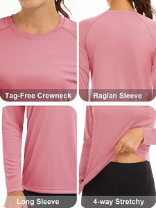 <b>Women</b> <b>Long</b> Sleeve Yoga Tops Breathable Quick Dry Eco-Friendly Spandex/Nylon Fitness Workout Gym Running Training Athletic <b>Shirts</b> - Product Image 5