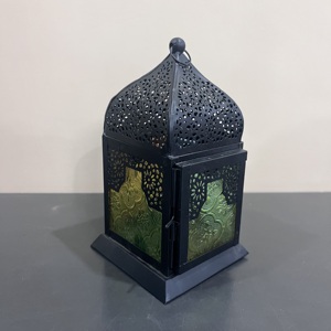 Farol de Metal Estilo Marroquí con Vidrio de Colores, Decoración de Mesa Vintage para Pascua, Ramadán, Navidad, Uso Doméstico - Product Image 3