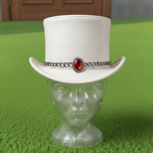Chapeau haut de forme en cuir blanc fait main de qualité supérieure, idéal pour mariage, gothique, steampunk, cosplay, victorien - Product Image 3