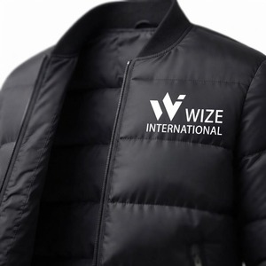 เสื้อแจ็คเก็ตพัฟเฟอร์สีดำสำหรับผู้ชาย WIZE INTERNATIONAL กันลม ปิดด้วยซิป คอตั้ง เสื้อโค้ทลำลองสำหรับฤดูหนาว บุด้วยโพลีเอสเตอร์ - Product Image 4