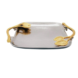 Elegant Elegance <b>Butterfly</b> Oval Serving Tray Silver Gold Stainless Steel Appetizer Platter Decorative Metal Home Decorative Dish - Product Image 4