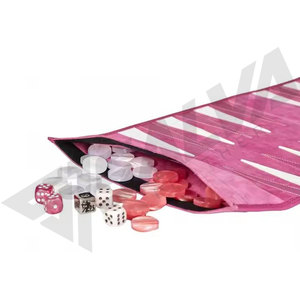 ชุดเกมหมากรุกและแบ็คแกมมอนแบบพกพาสำหรับเดินทาง ของขวัญสุดพิเศษ ทำมือ หนังสีน้ำเงินสุดหรู - Product Image 4