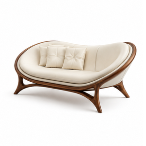 Sofá Curvo de Madera de Teca Sólida de Lujo, Sofá Moderno para Salón, Muebles para Sala de Estar de Villas, Hoteles y Resorts - Product Image 2