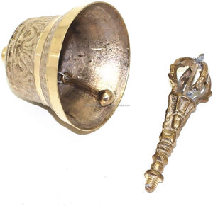 Cloche à main en laiton antique pour réception scolaire dîner boutique hôtel Service méditation prière alimentation des animaux de compagnie - Product Image 3