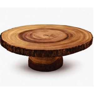 Support à gâteau personnalisé en bois naturel, plateau rond en bois pour présentation de desserts, plateau de service pour boulangerie, événement, fête - Product Image 1