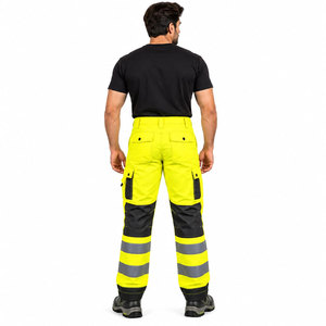 Pantalon de travail de sécurité FR 100 % coton, classe ANSI 1, avec LED, imperméable, lavable, jaune, gilet personnalisé avec logo, séchage rapide pour homme - Product Image 3