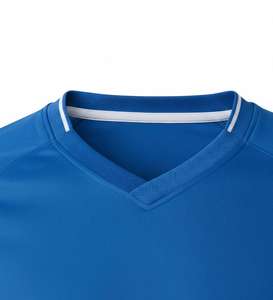 Maillot de football pour homme de haute qualité, respirant, à séchage rapide, antibactérien, 100% polyester, manches courtes, col en V, uni, personnalisable - Product Image 2