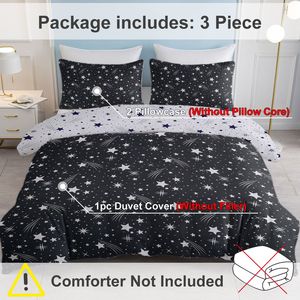 Set Copripiumino 3 Pezzi con Stampa Meteor Shower Nero Scintillante, 100% Poliestere, 400TC 200TC, Misura Singola per Arredamento Camera da Letto - Product Image 4