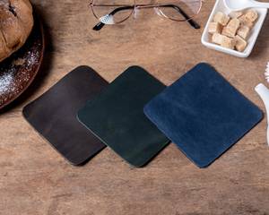 OEM Custom Brand <b>Full</b> Grain Buffalo Leather Coasters Set Vintage Handcrafted Drink Cup Placemats Manufacturer LC-0051C - Product Image 6