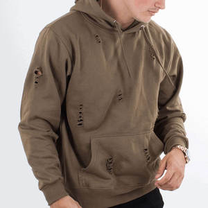 Sweat-shirts à capuche en molleton unis et déchirés pour hommes grandes tailles, respirants, écologiques, personnalisables, de haute qualité - Product Image 1