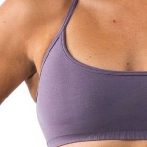 Purple Women's <b>Cross</b> Back Sports Bra Lightweight Stretch Athletic Crop <b>Top</b> for Running Yoga Gym Workout Fitness Training - Product Image 4
