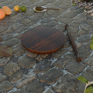 Wooden Chakla Belan Set | Eco-Friendly Floral Pattern <b>Rolling</b> <b>Pins</b> Pastry Board | Oven/Microwave Safe Chapati Roti Maker Home - Product Image 4