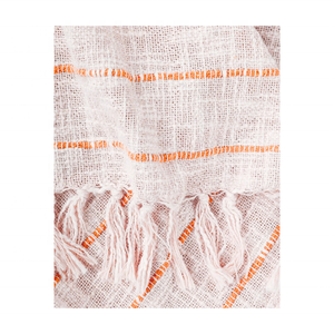 Orange Slub <b>Knit</b> Acrylic Linen Blend 60x80in Couch <b>Throw</b> With Fringes Ideal For Retailers Wanting High Margin Daily Decor Items - Product Image 1