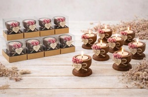 Wood <b>Tea</b> <b>Light</b> Holder Set Round Handmade Candle Holder for Home Decoration - Product Image 1