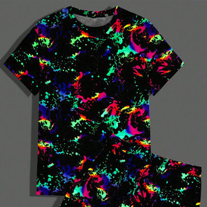 Ensembles décontractés deux pièces pour hommes ARTIST INDUSTRY de haute qualité, T-shirts à manches courtes et shorts 100 % coton éponge, vente en gros pour l'été - Product Image 5