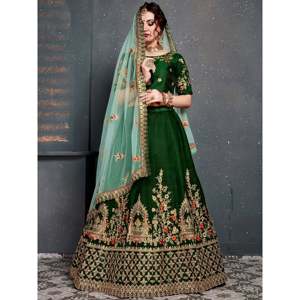 Lehenga Choli de Novia de Lujo, Corte en A, Talla Grande, con Encaje de Perlas y Pedrería - Product Image 5
