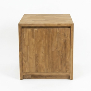Armoire de salon minimaliste en teck massif avec porte à panneau plat, meuble de rangement écologique et durable pour hôtel et appartement - Product Image 1