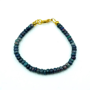 HAYAAT GEMS Natural Multi <b>Fire</b> Black Opal Cabochon Bracelet Gold Accent Beads Ethiopian Luxury Unisex Anniversary Jewelry - Product Image 1