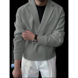 เสื้อสเวตเชิ้ตคอปกสีเทาสำหรับผู้ชาย - Product Image 1